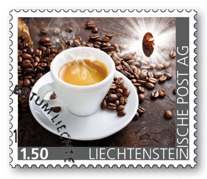 Edelsteine der Philatelie: MAHAGONI-OBSIDIAN-Briefmarke gestempelt, Liechtenstein