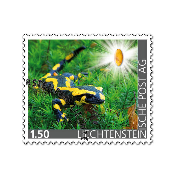 Edelsteine der Philatelie: GELBE JASPIS-Briefmarke gestempelt, Liechtenstein