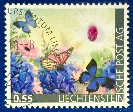 Liechtenstein - Die erste Turmalin-Briefmarke gestempelt