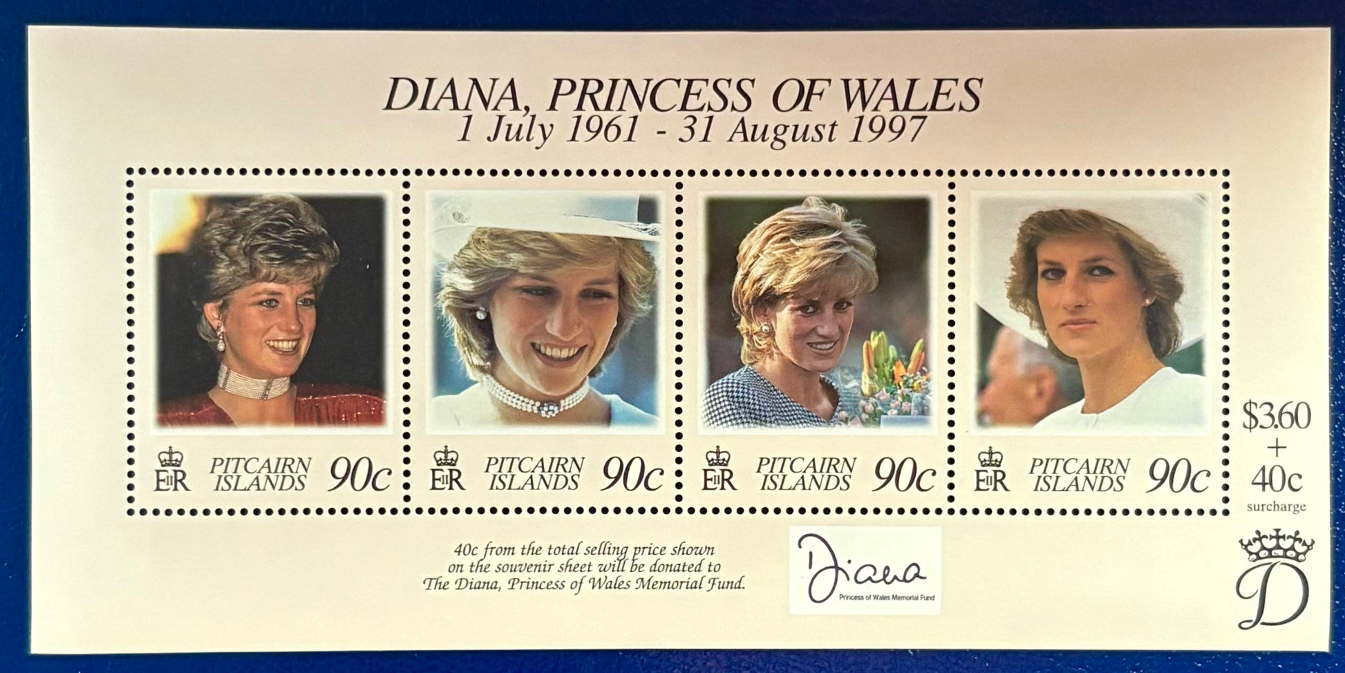 Pitcairn - Block 20 postfrisch "Tod von Prinzessin Diana"
