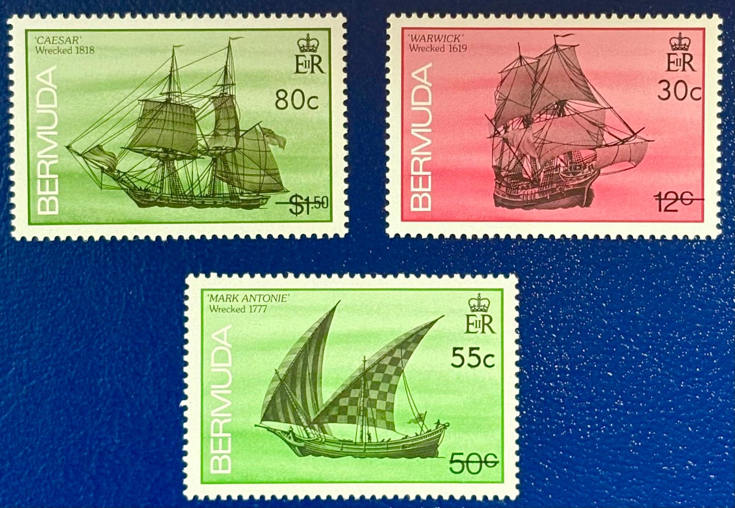 Bermuda - 3 Freimarken "Schiffswracks" postfrisch