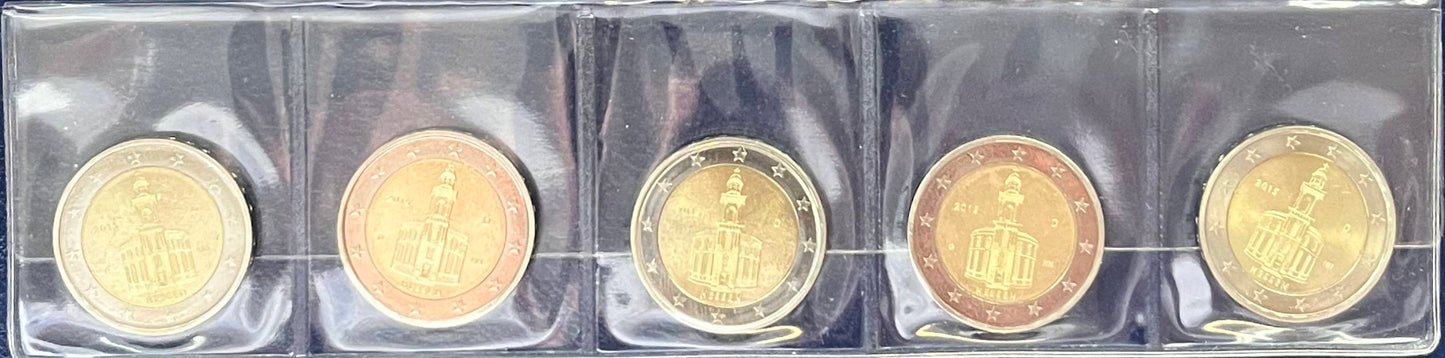 2-Euro-Gedenkmünzenset 2015 – St. Pauluskirche Frankfurt Hessen – 5 Prägezeichen