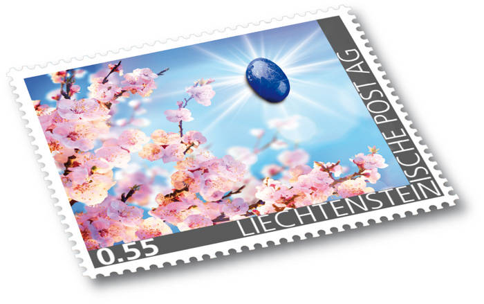 Edelsteine der Philatelie: LAPISLAZULI-Briefmarke postfrisch, Liechtenstein