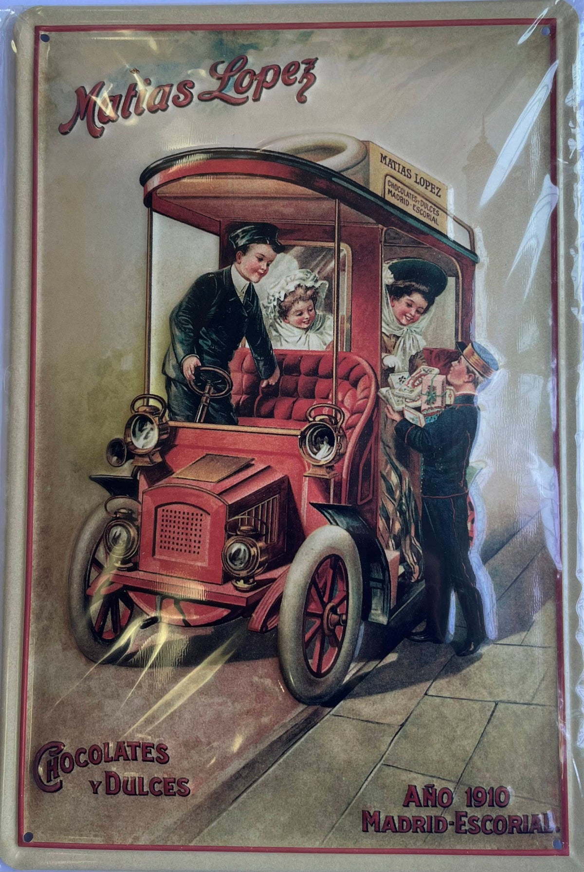 Blechschild – Matías López Año 1919 Madrid-Escorial Chocolates y Dulces