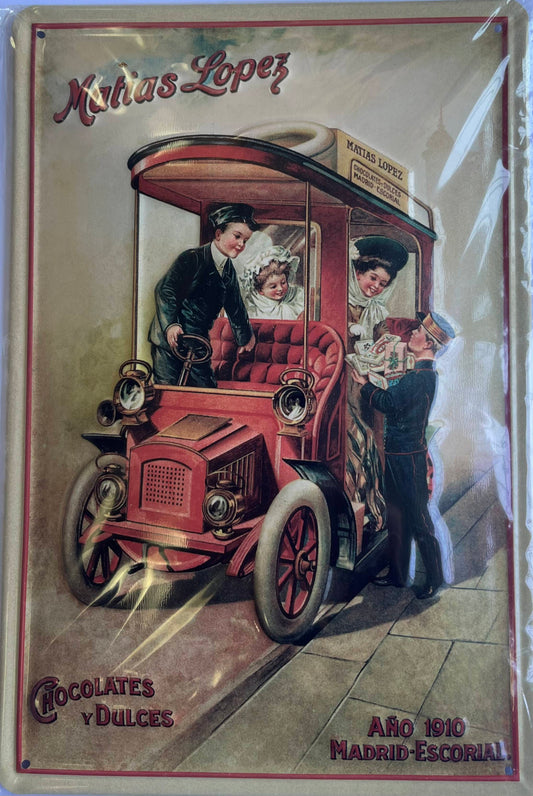 Blechschild – Matías López Año 1919 Madrid-Escorial Chocolates y Dulces