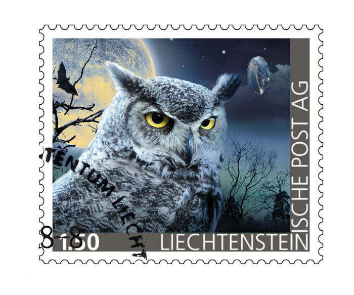 Edelsteine der Philatelie: MONDSTEIN - Briefmarke gestempelt, Liechtenstein