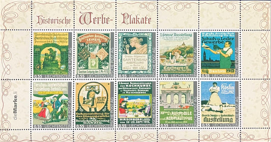 Liechtenstein -Historische Werbe-Plakate - Kleinbogenblock postfrisch