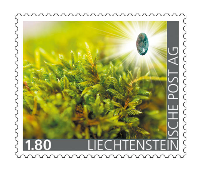 Edelsteine der Philatelie: MOOSACHAT-Briefmarke postfrisch, Liechtenstein