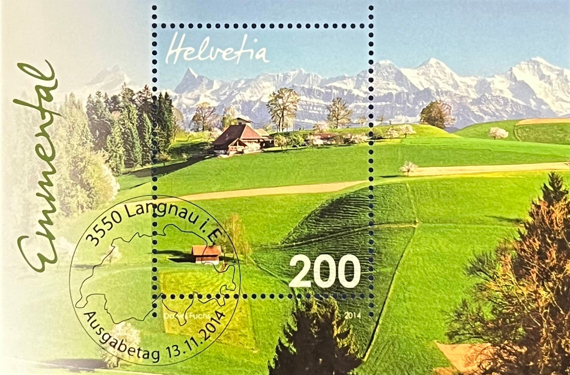 Schweiz Blockausgabe Katalog-Nr. 57 – „Bauernhof mit Emmentaler Alpen“ – gestempelt