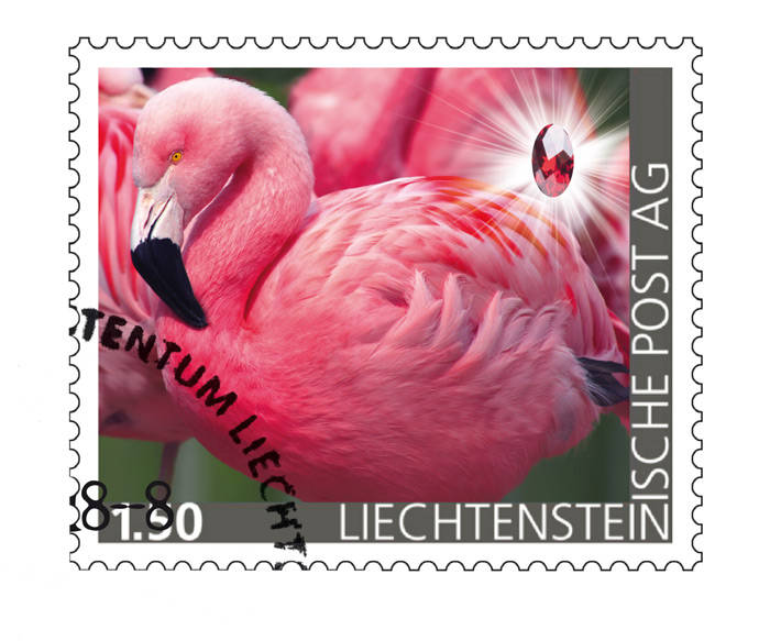 Edelsteine der Philatelie: GRANAT - Briefmarke gestempelt, Liechtenstein