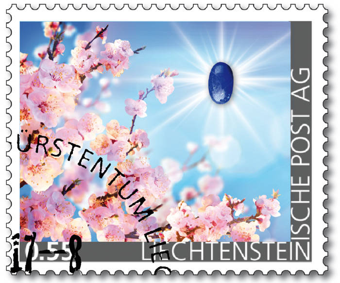 Edelsteine der Philatelie: LAPISLAZULI-Briefmarke gestempelt, Liechtenstein