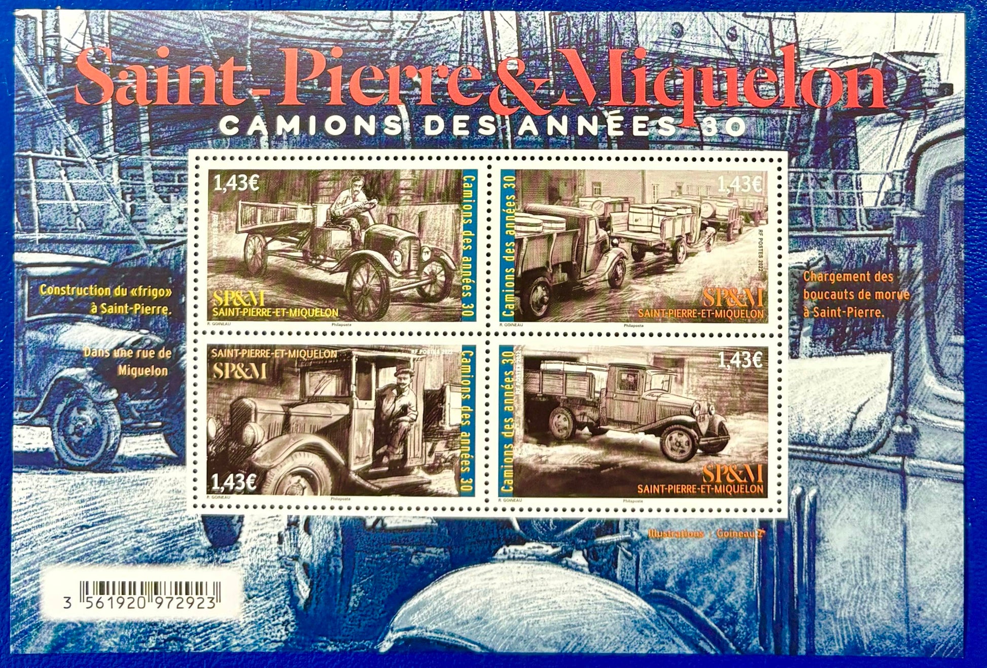 Saint-Pierre & Miquelon - Briefmarkenblock Lastwagen der 1930er Jahre