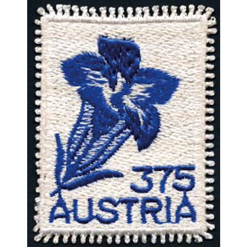 Österreich -Enzian - Stickerei-Briefmarke