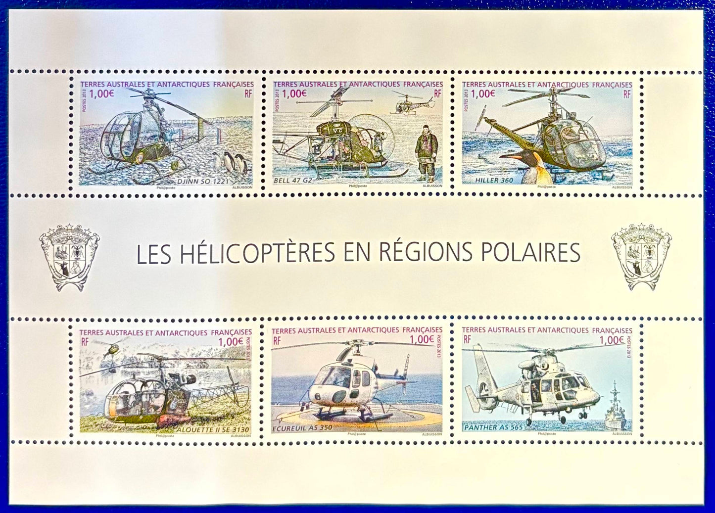 TAAF - Briefmarkenblock mit 6 Werten Polarhubschrauber
