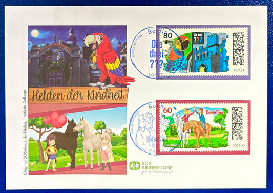 Deutschland - SOS Kinderdorf Ersttagsbrief "Helden der Kindheit" Drei ??? und Bibi&Tina