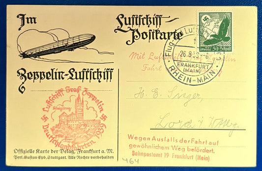 Zeppelinpost nach Königsberg 1939 mit Ausfallstempel