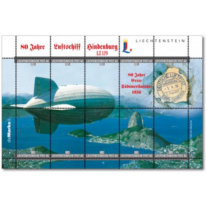 Liechtenstein -80 Jahre Luftschiff Hindenburg - Motivbogen postfrisch