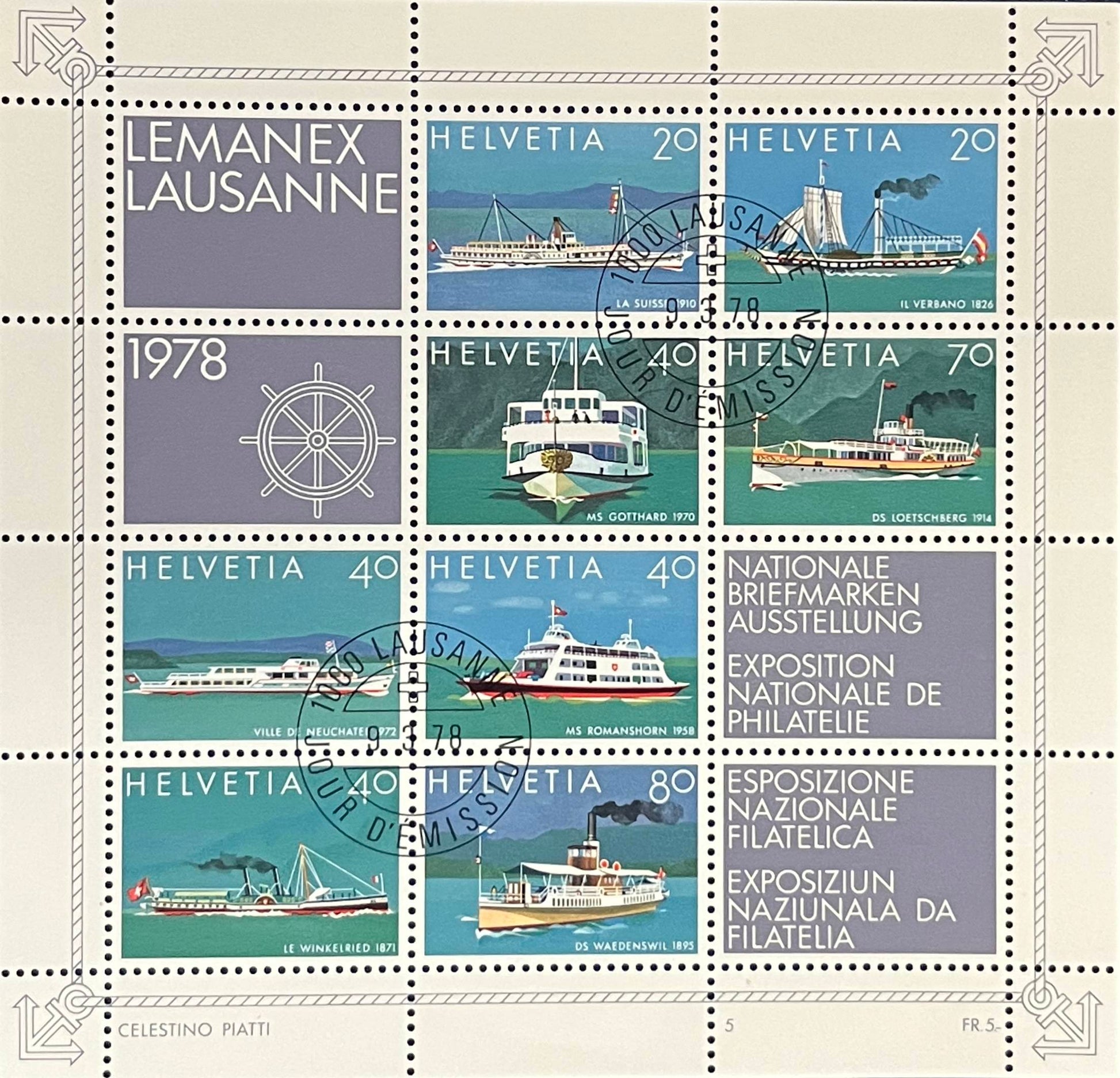 Schweiz Blockausgabe – Katalog-Nr. 23 – Nationale Briefmarkenausstellung LEMANEX ’78 Lausanne – gestempelt