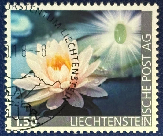 Liechtenstein - Die erste Aventurin-Briefmarke gestempelt