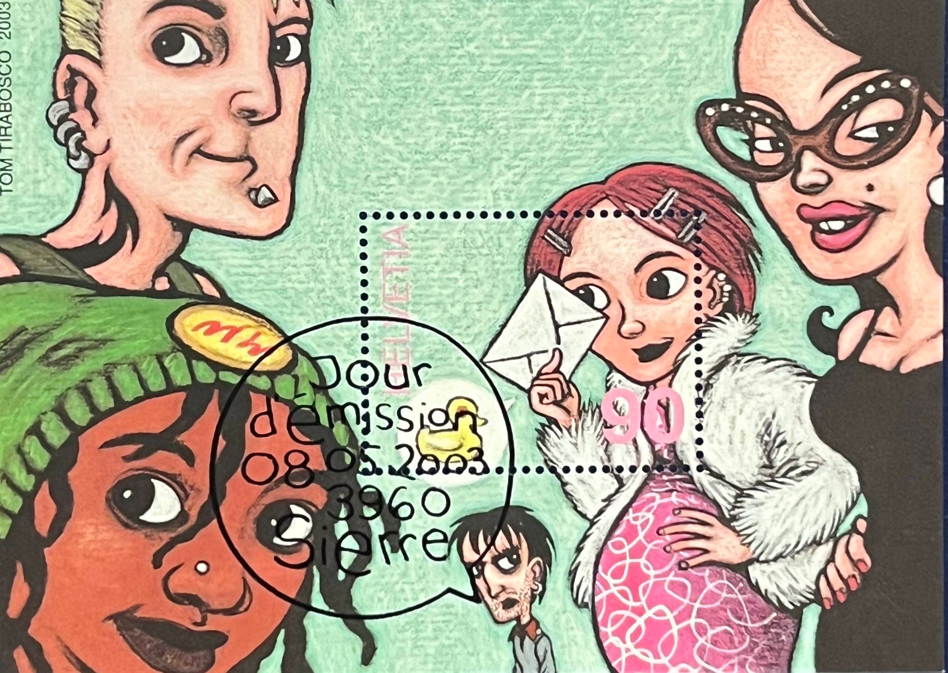 Schweiz Blockausgabe – Katalog-Nr. 34 – „Heidi kündigt ihren Freunden das baldige freudige Ereignis an“ – gestempelt