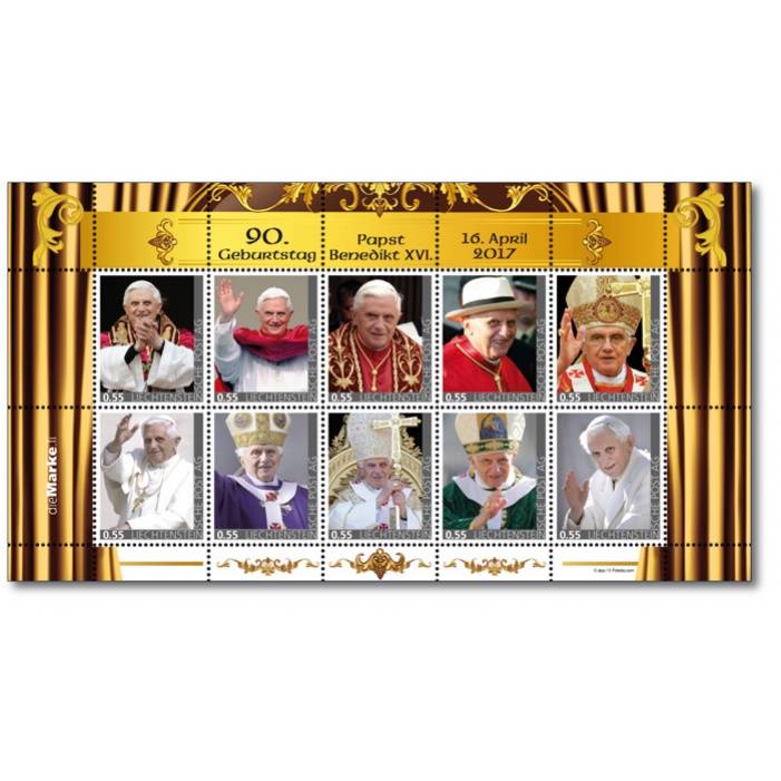 Liechtenstein  -90. Geburtstag Papst Benedikt XVI. - Kleinbogen postfrisch