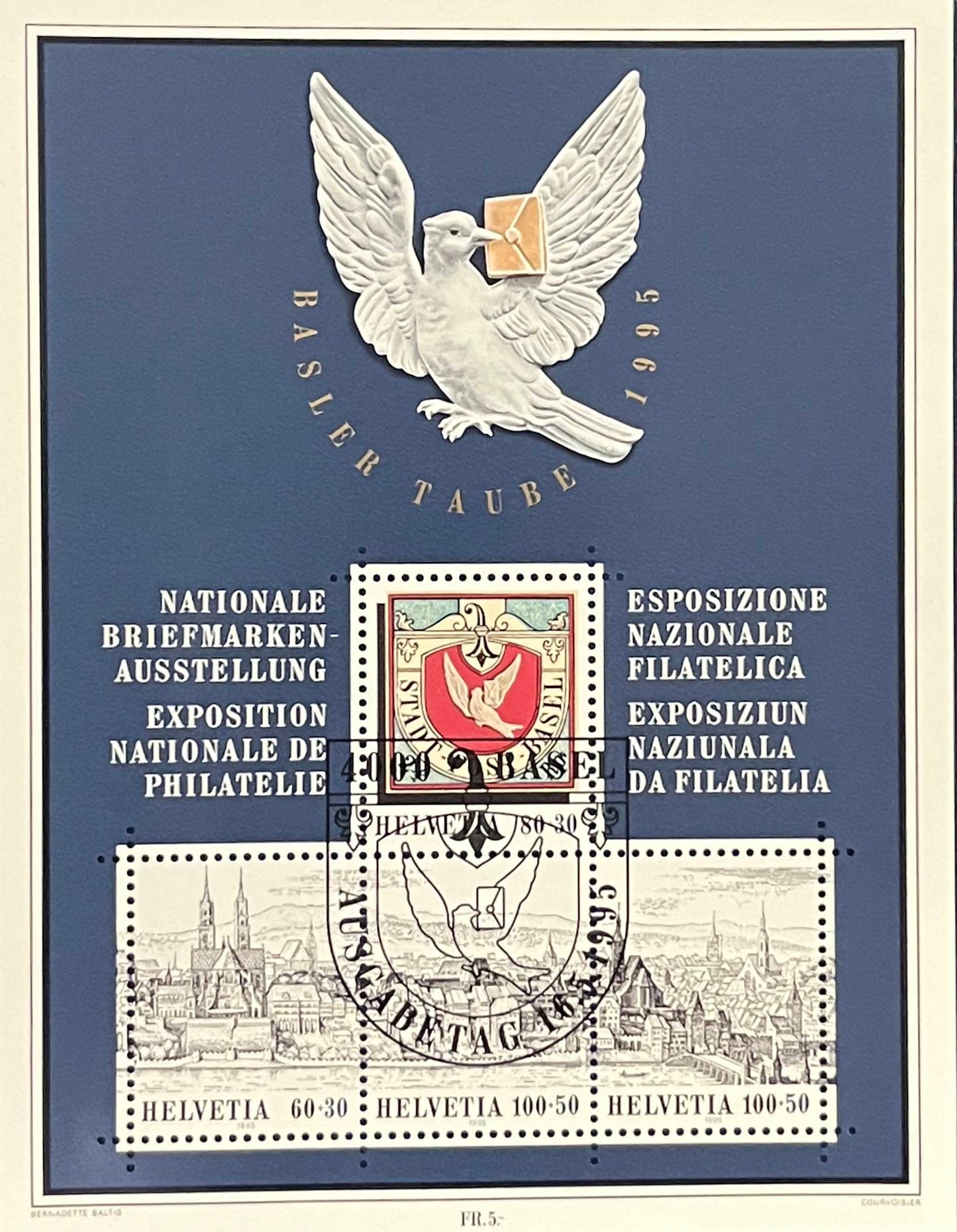 Schweiz Blockausgabe – Katalog-Nr. 27 – Nationale Briefmarkenausstellung BASLER TAUBE ’95 – gestempelt