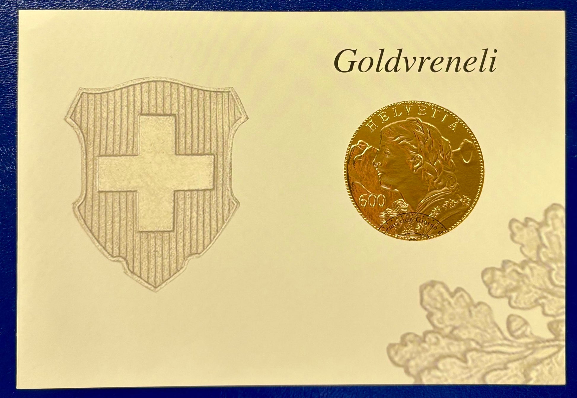 Goldvereneli Block im selten Präsentationsfolder