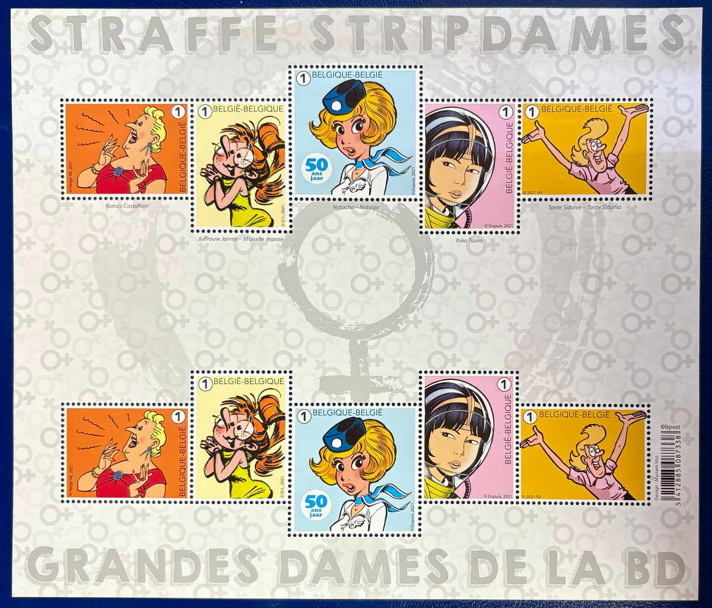 Belgien - Kleinbogen-Block mit weiblichen Comic-Figuren