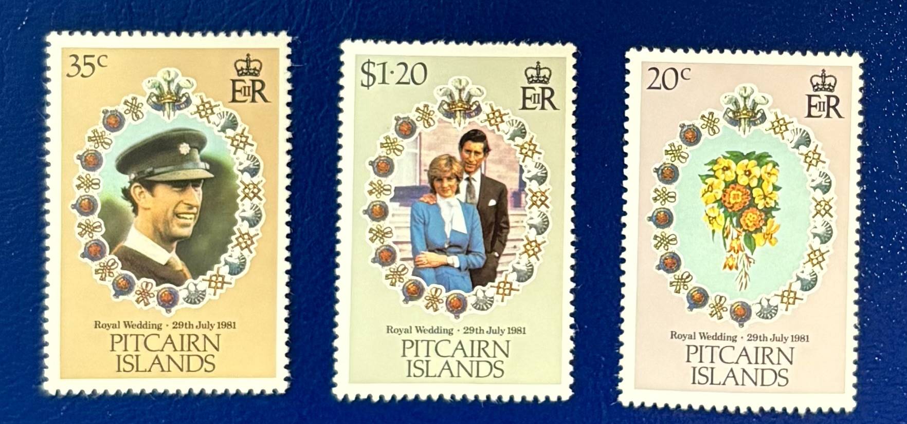 Pitcairn - 3 Werte postfrisch "Hochzeit von Prinz Charles und Lady Diana Spencer"