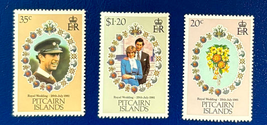 Pitcairn - 3 Werte postfrisch "Hochzeit von Prinz Charles und Lady Diana Spencer"