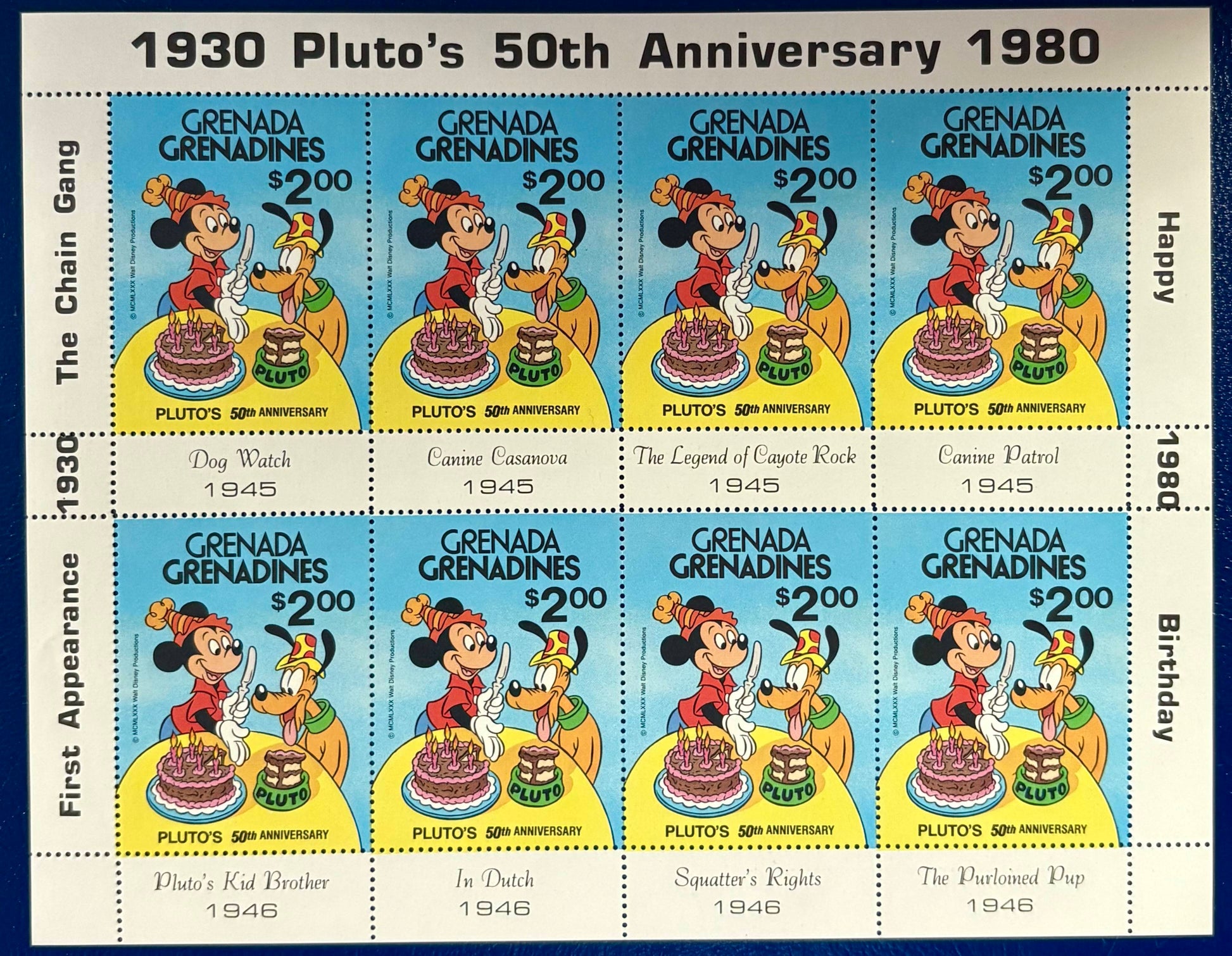 50. Geburtstag vo Pluto, Kleinbogen