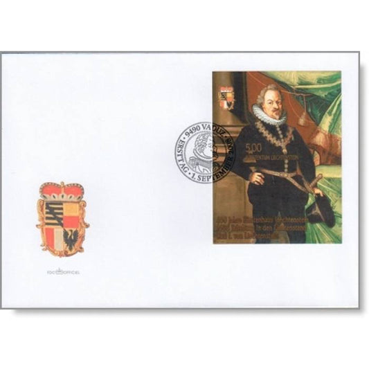 Liechtenstein -400 Jahre Fürstenhaus Liechtenstein - Briefmarken-Block 18B auf Ersttagsbrief