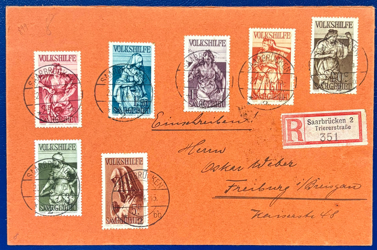 Saargebiet Volkshilfe Brief von 1934