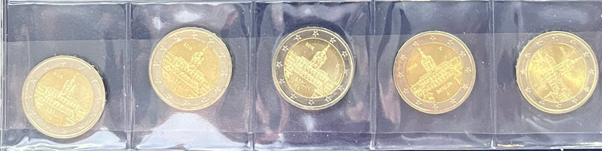 2-Euro-Gedenkmünzenset 2018 – Schloss Charlottenburg Berlin – 5 Prägezeichen