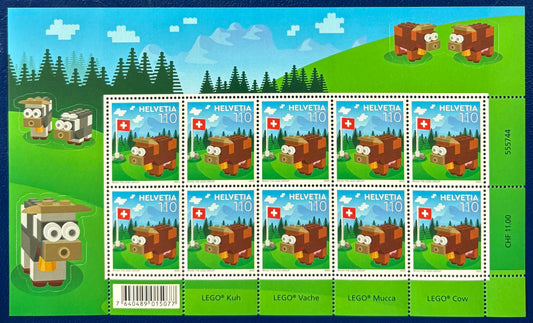 Schweiz - zwei Kleinbogen - 90 Jahre Spielwarenhersteller LEGO