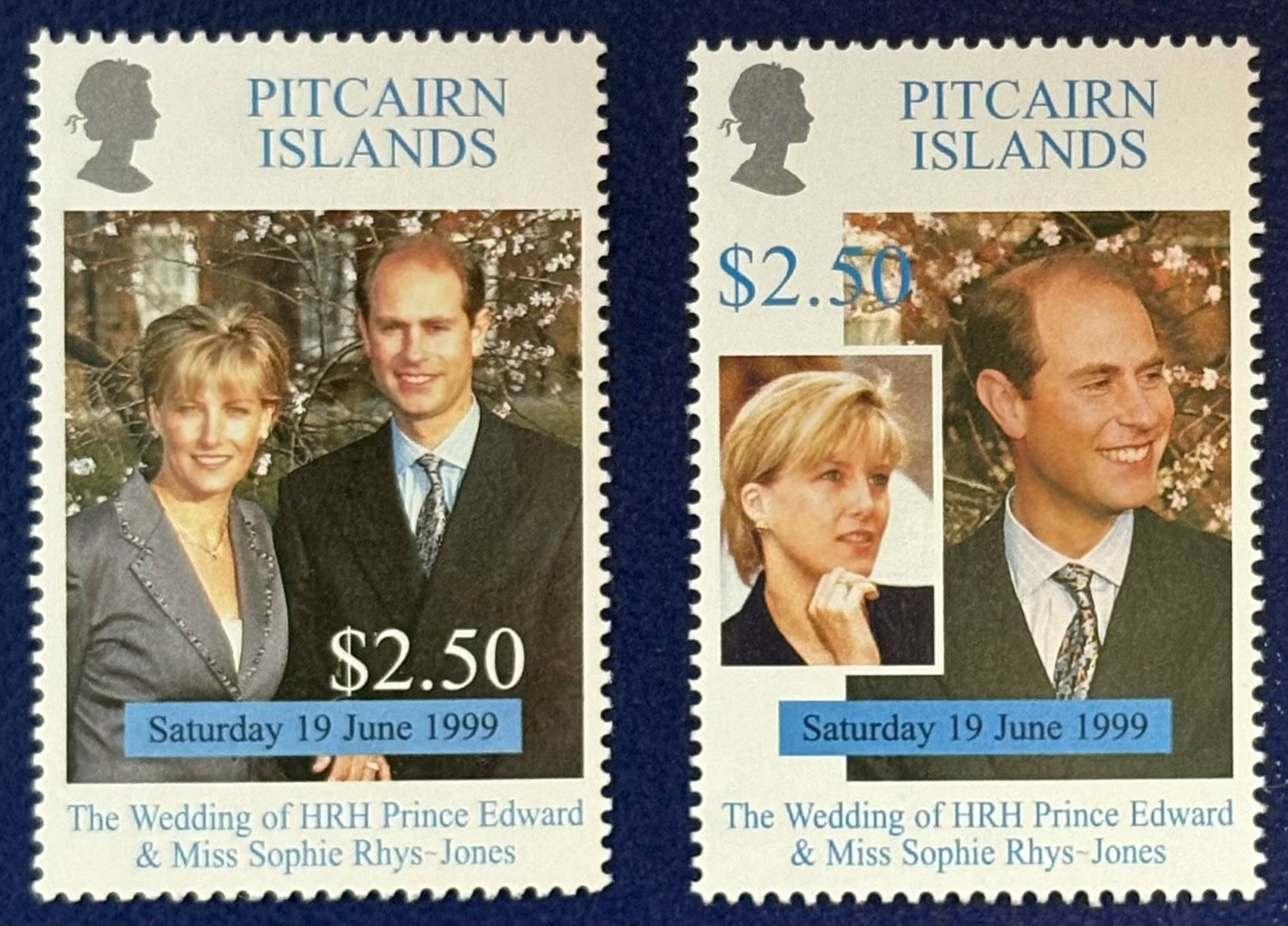 Pitcairn - 2 Werte postfrisch "Hochzeit von Prinz Edward und Sophie Rhys-Jones"