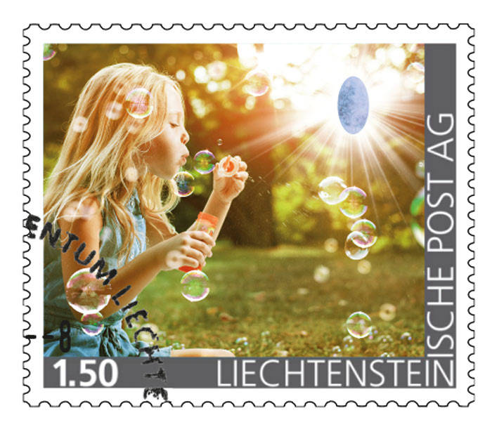 Liechtenstein -Edelsteine der Philatelie: ANGELIT-Briefmarke gestempelt