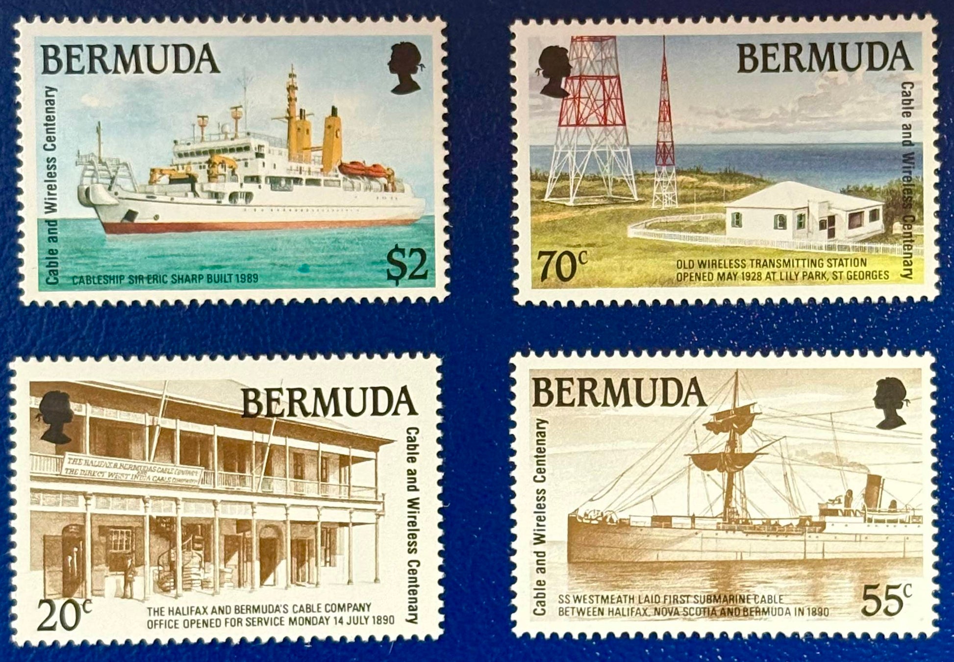 Bermuda - 4 Werte 100 Jahre Fernmeldegesellschaft "Cable and Wireless"