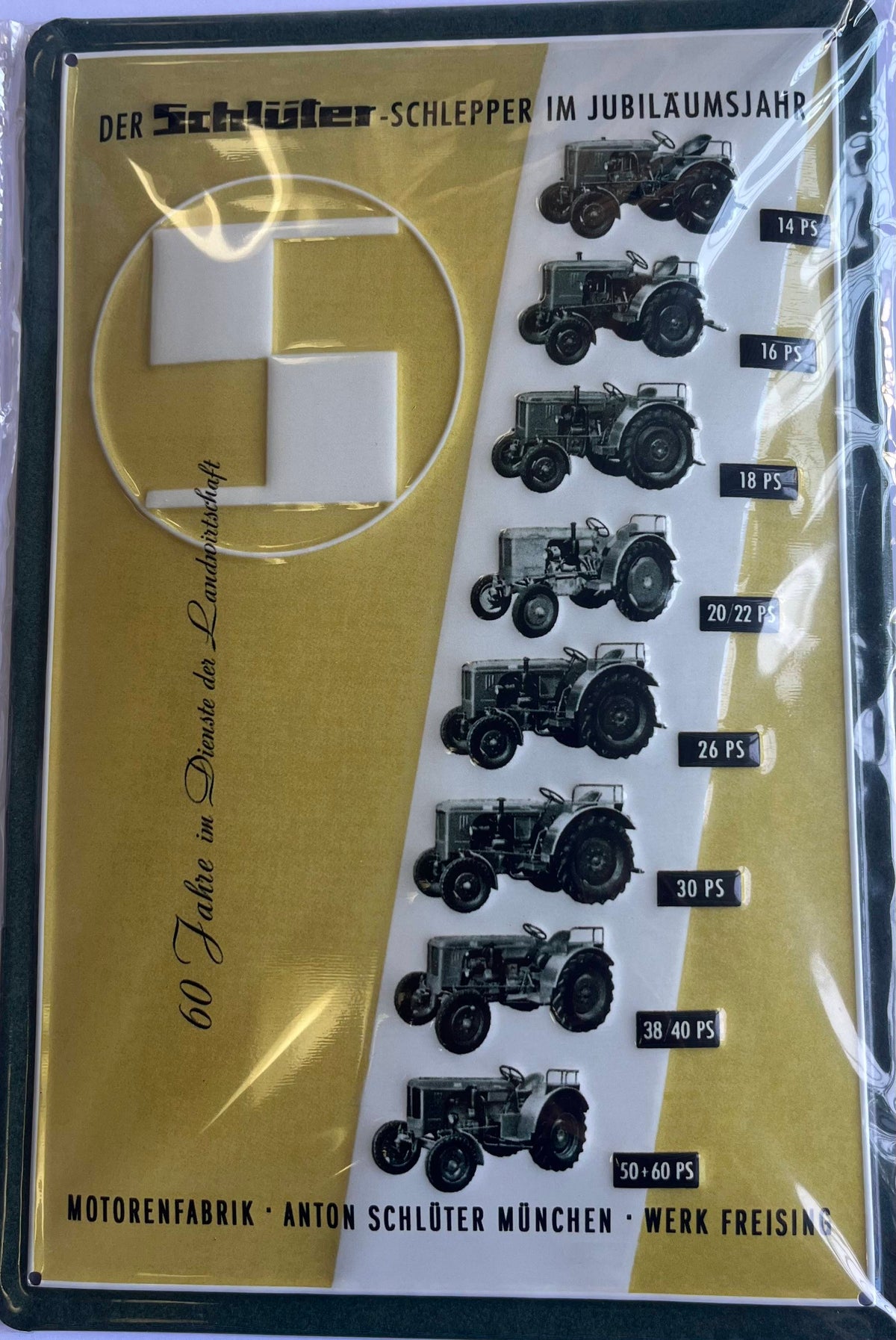 Blechschild – Der Schlüter-Schlepper im Jubiläumsjahr