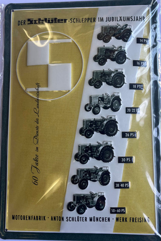 Blechschild – Der Schlüter-Schlepper im Jubiläumsjahr