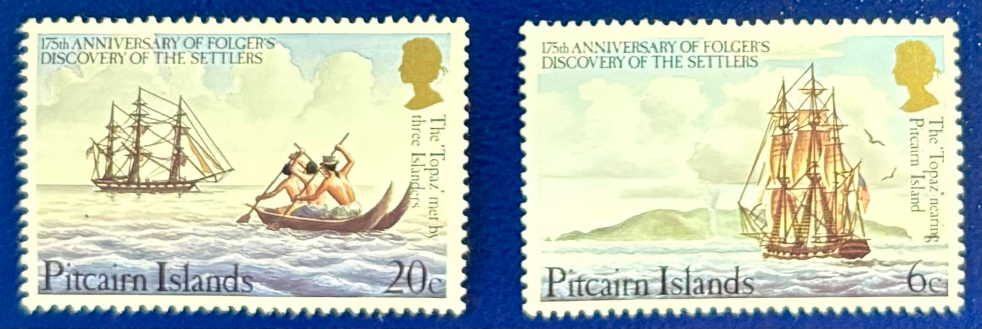Pitcairn - 2 Werte postfrisch "175. Jahrestag des Besuchs von Kapitän Folger"