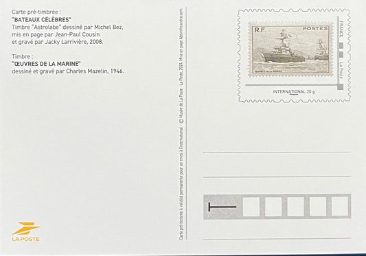 Frankreich - Postkarte mit aufgedruckter Briefmarke – L'Astrolabe – International