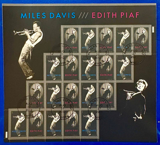 Faszinierender Edith Piaf und Miles Davis Kleinbogenblock - gestempelt