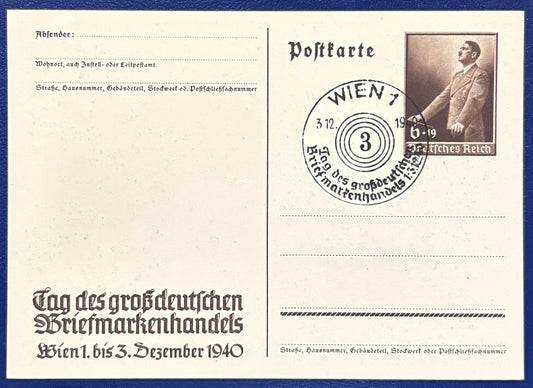 Postkarte zu Tag de Großdeutschen Briefmarkenhandels 1940