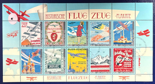 Historische Flugzeugplakate gestempelt