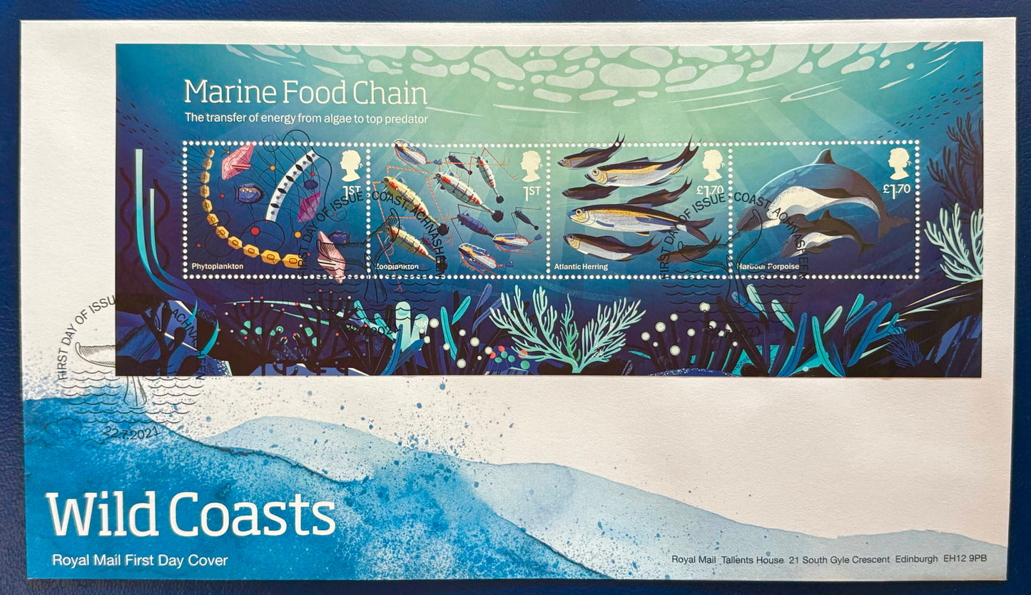 Großbritannien – Ersttagsbrief mit Block „Marine Food Chain“