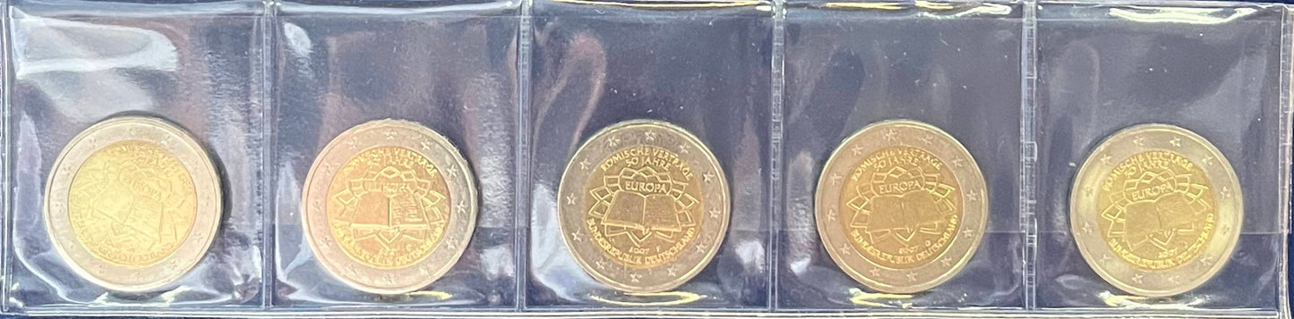 2-Euro-Gedenkmünzenset 2007 – 50 Jahre Römische Verträge (5 Prägezeichen)
