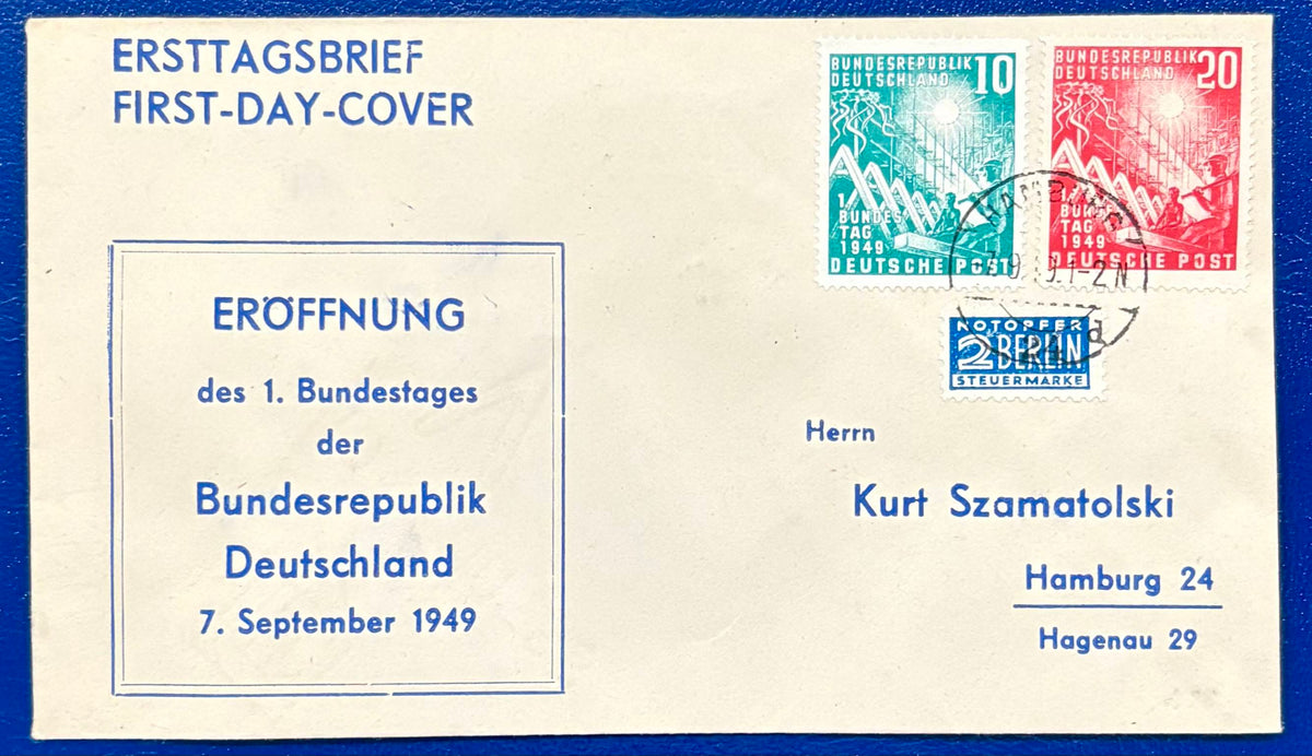 Der 1. Ersttagsbrief der Bundesrepublik 