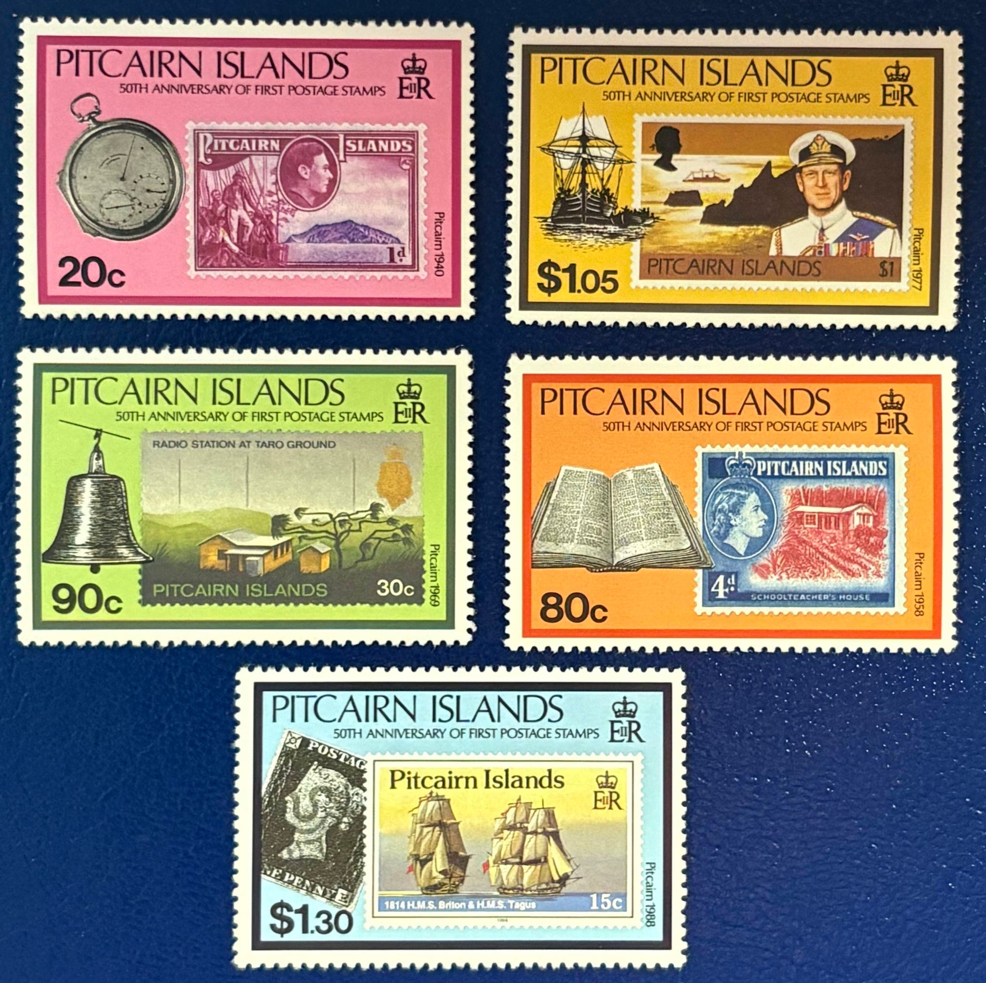Pitcairn - 5 Werte postfrisch "50 Jahre Briefmarken von Pitcairn"