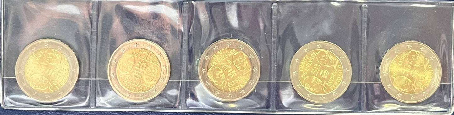 2-Euro-Gedenkmünzenset 2013 – 50 Jahre Élysée-Vertrag – 5 Prägezeichen